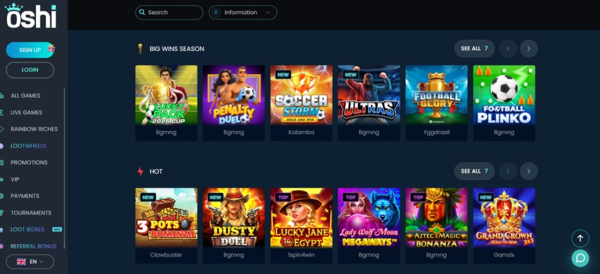 Oshi Casino - C$6,000 daily payouts image 1