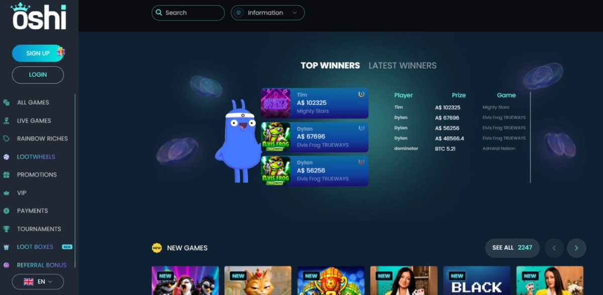 Oshi Casino - C$6,000 daily payouts image 2